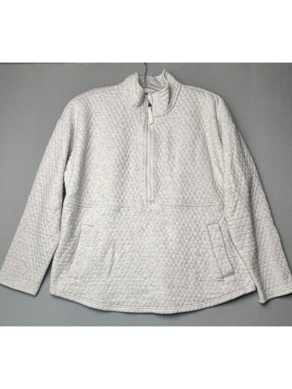 Eddie Bauer Women's XL Quilted 1/4 Zip Pullover Sweatshirt Gray Fleece